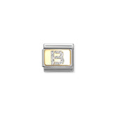 Nomination COMPOSABLE CLASSIC GLITZER-BUCHSTABEN Element aus Edelstahl, mit Emaille und 18kt Gelbgold verziert (02_B)